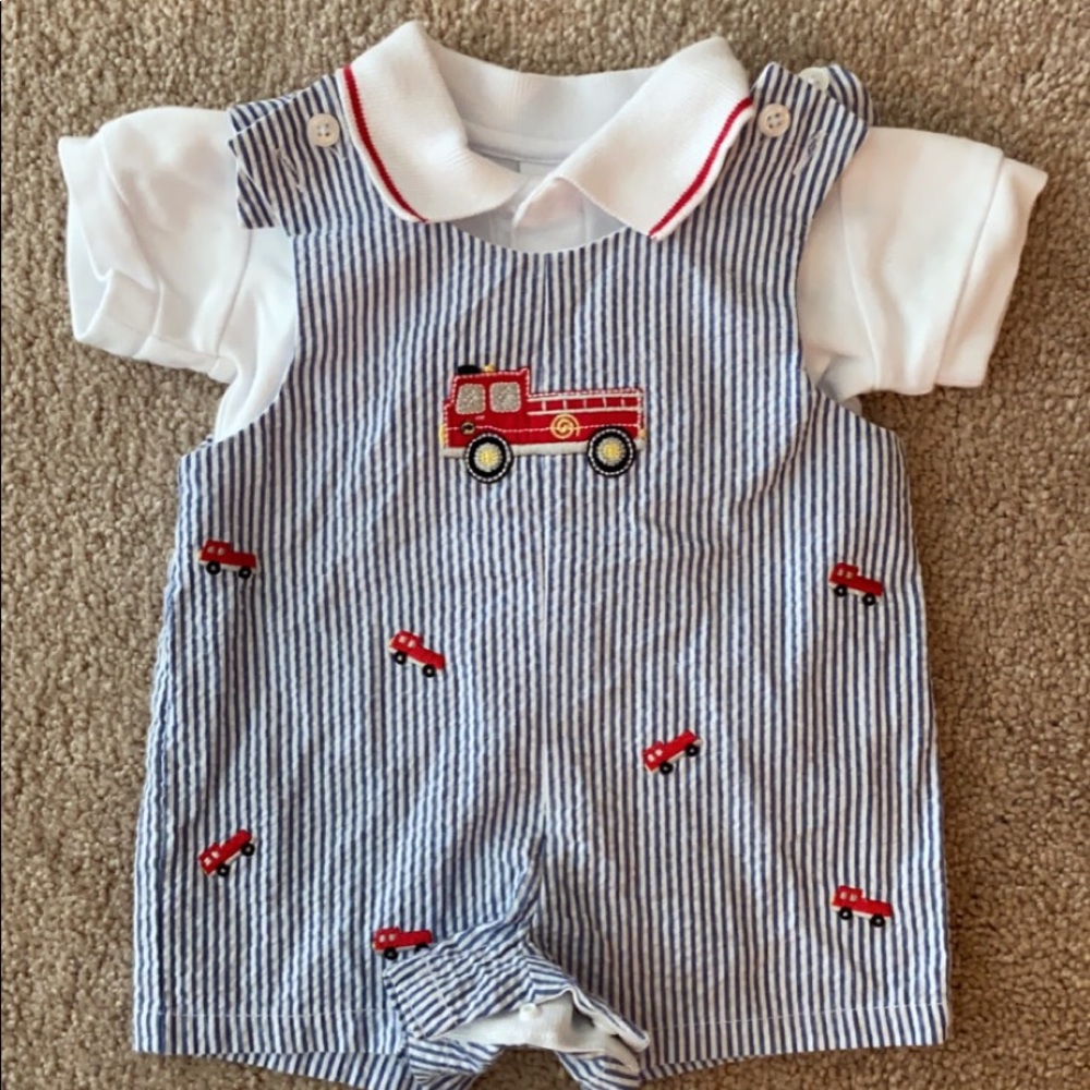 Newborn boy seersucker outfit